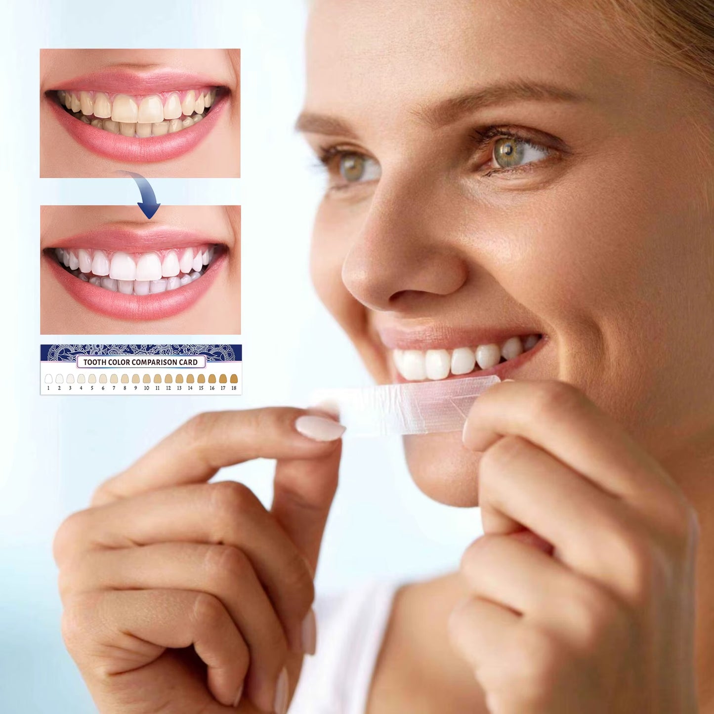 14 Strips Teeth Whitening Strips,Remove Plaque Stains Cleaning Oral Hygiene Sensitivity Relief,Fresh Breath Brighten Tooth Care